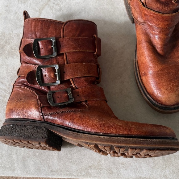 Frye Cognac Leather Triple Buckle Boots - Picture 2 of 5